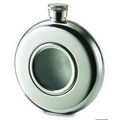 5 oz. Shiny Round Stainless Steel Flask w/ Glass Window Pane